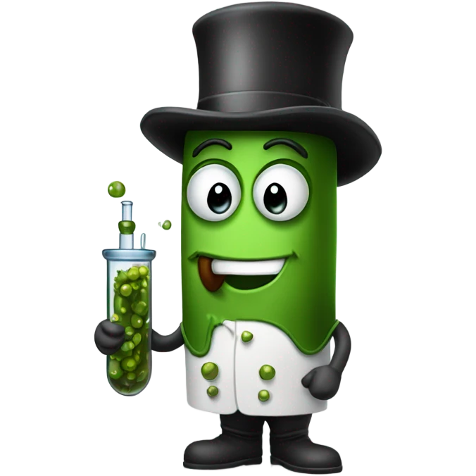 Pickle as a scientists with a top hat emoji