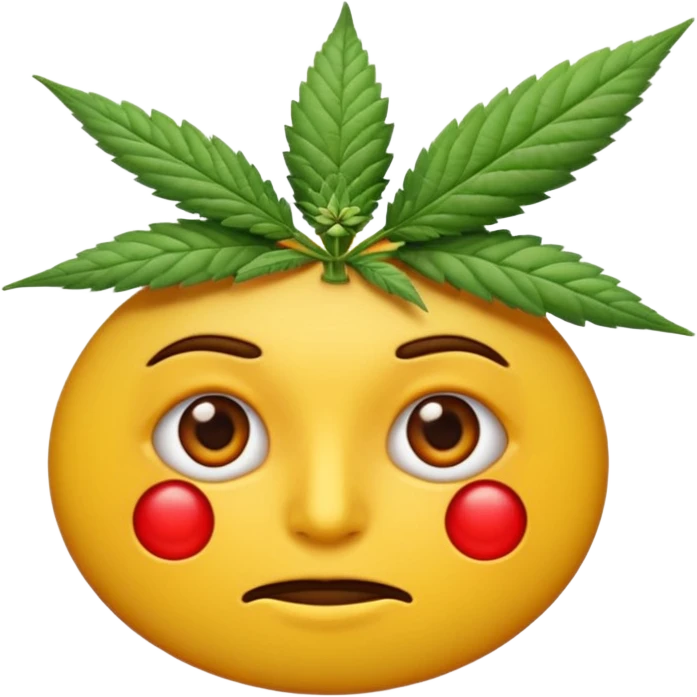 Emoji fatigué avec des cernes et un expression de paresseux comme si il avait fumé du cannabis emoji