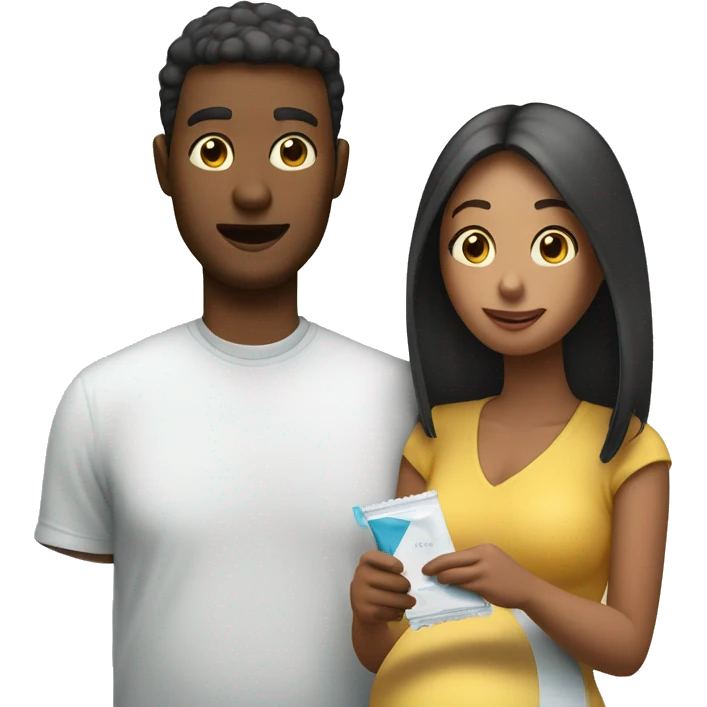 couple looking at pregnancy test emoji