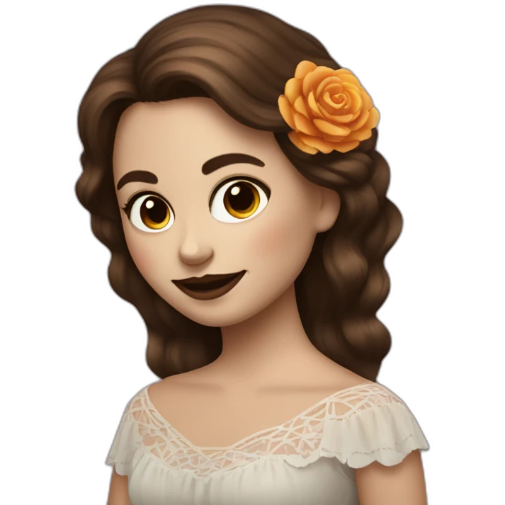 dia de los muertos happy girl with pixie Brown hair emoji