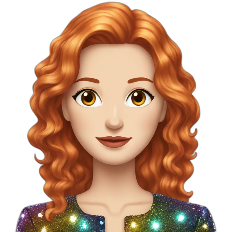 Audrey fleurot straight long hair with multicolored sequined suit emoji