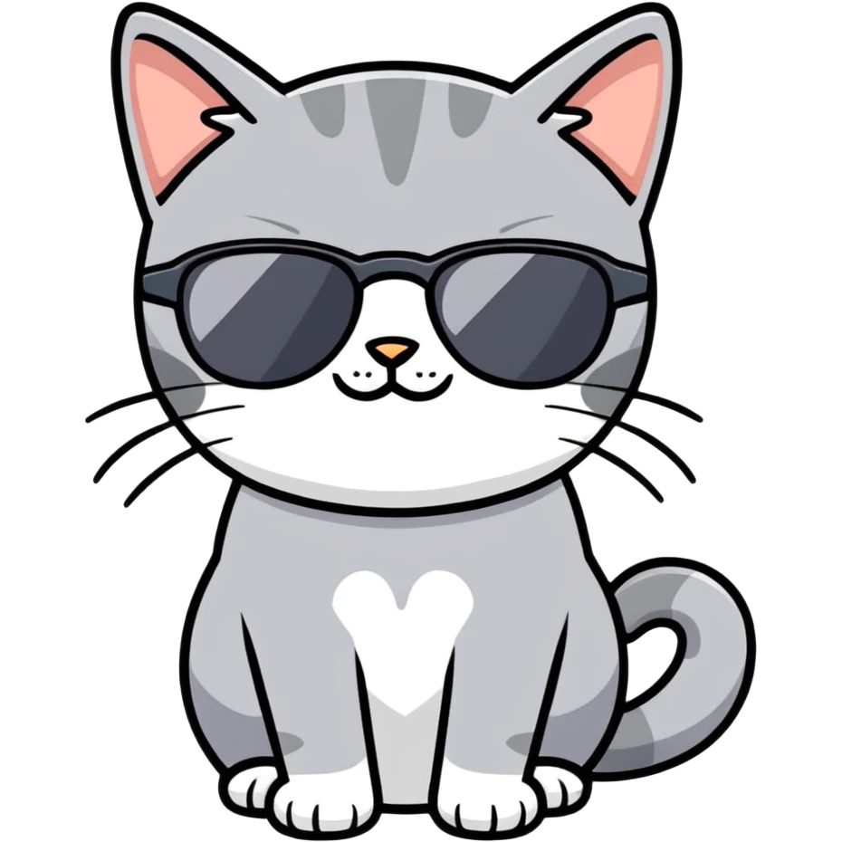Grey Cat with sunglasses emoji