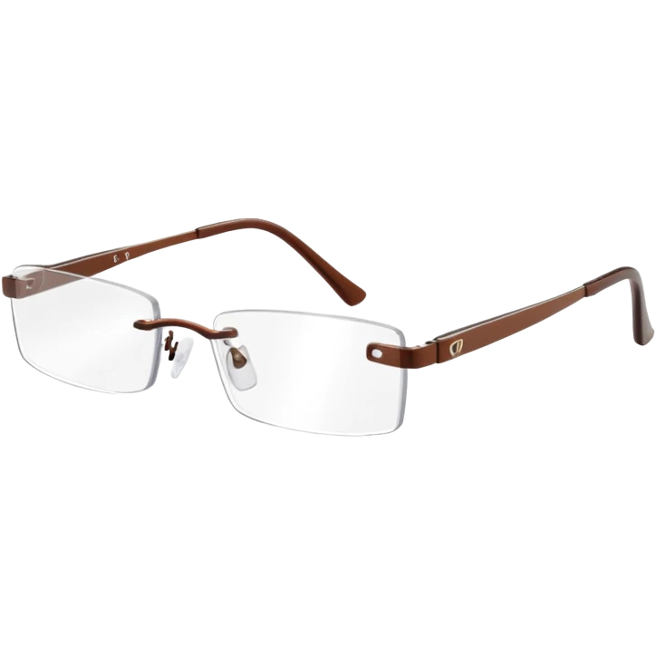 tiny Y2K brown rimless glasses, narrow rectangular lenses, angled view emoji