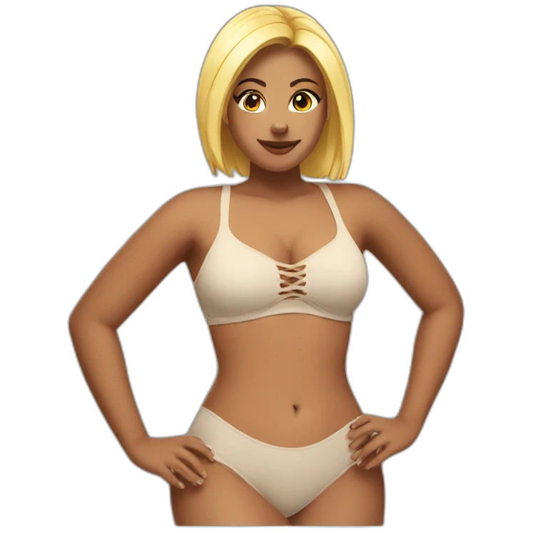 Slim-Thicc caucasian woman swimsuit posing emoji