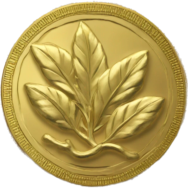 circle gold coin with laurel with gold bag  emoji