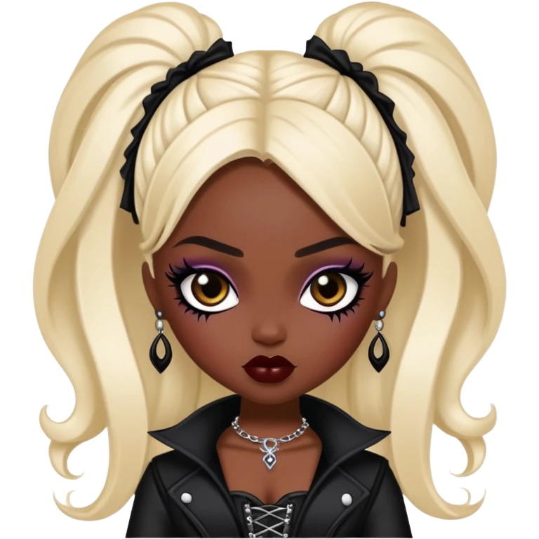 gothic pretty bratz baddie, dark skin emoji