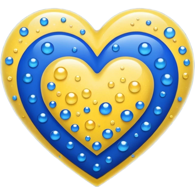 heart with yellow base, sparkly royal blue topping, yellow and royal blue bubbles around emoji