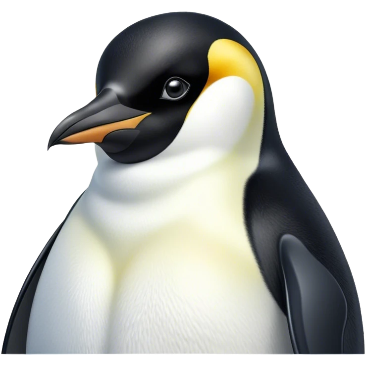 Cinematic Noble Emperor Penguin Portrait Emoji, Poised and regal, standing proudly on icy terrain with crisp black and white plumage and determined, deep-set eyes, Simplified yet sharp and sophisticated features, highly detailed, glowing with a soft, dignified polar glow, high shine, intelligent and stalwart, stylized with an air of imperial command, focused and resolute, soft glowing outline, capturing the essence of a watchful and confident arctic guardian that feels as though it could waddle out of the screen with effortless authority! emoji