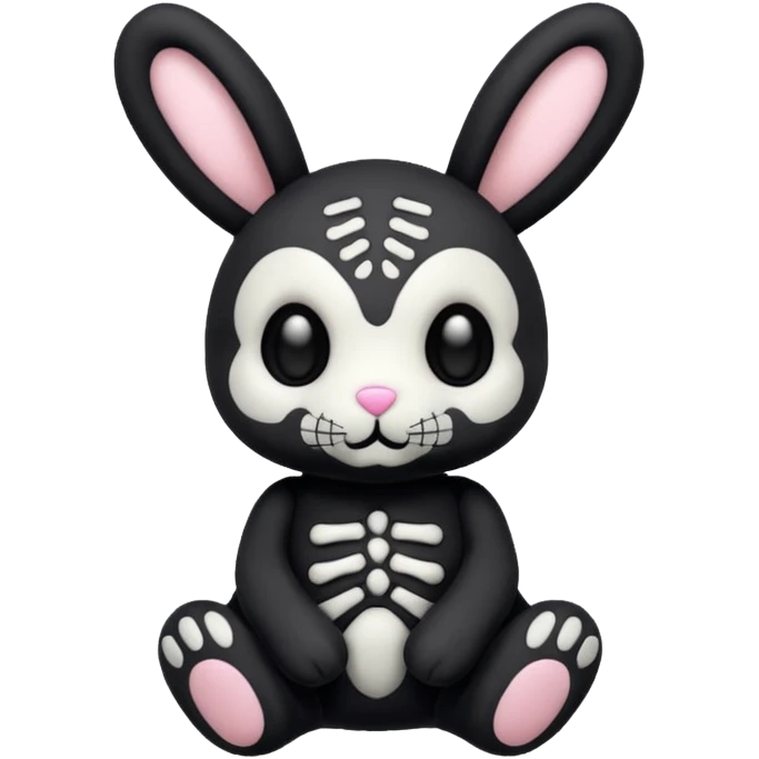 Emoji d'une peluche lapin squelette noir emoji