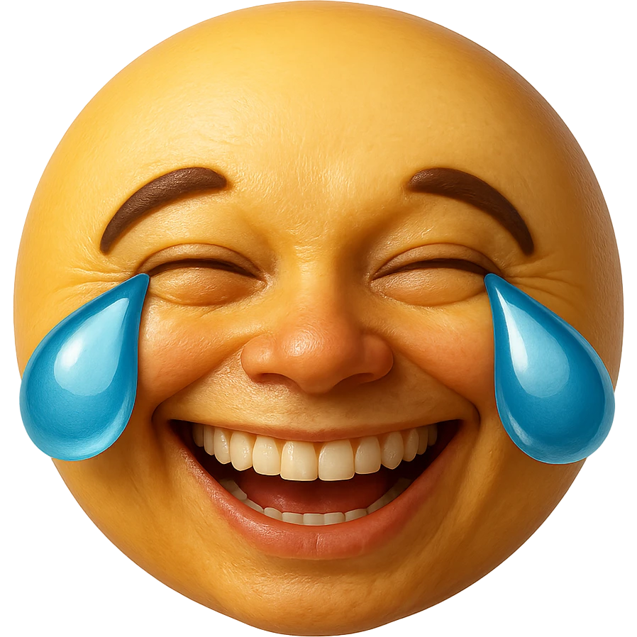 emoji stile iphone che ride, iperrealistico 4k emoji
