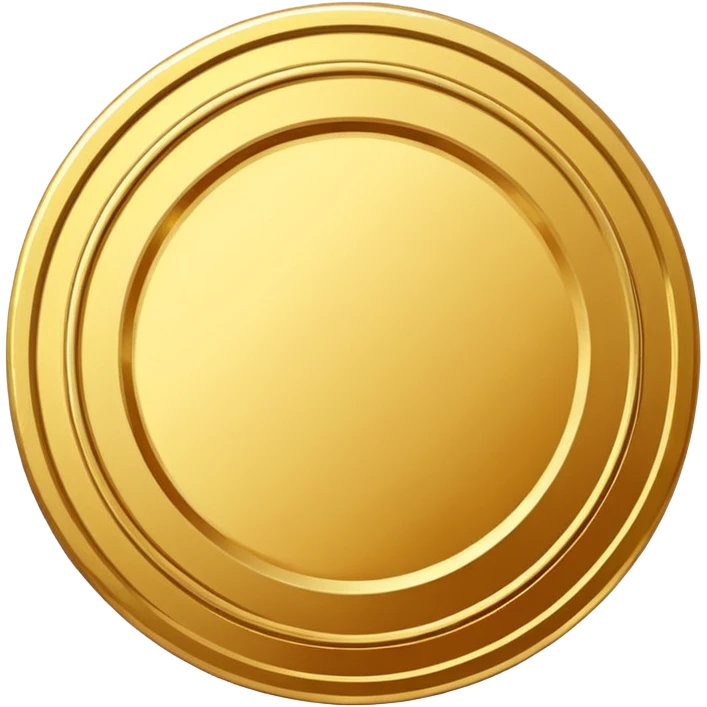 JUST THE CIRCLE  golden medal with a glossy finish, central empty space, details in border  emoji