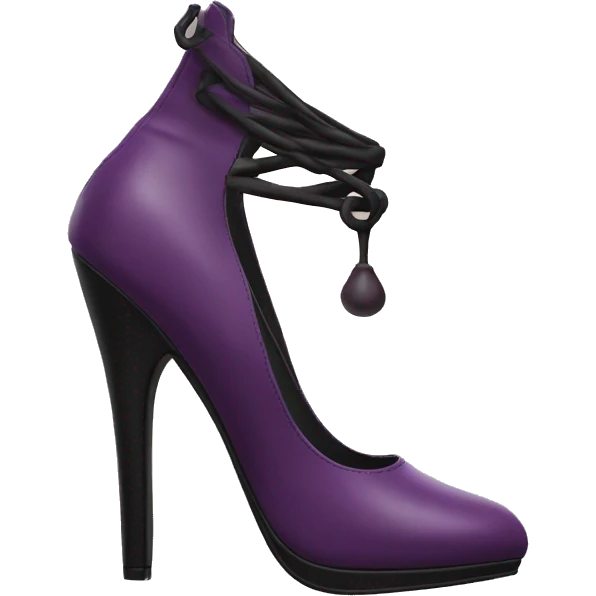 Realistic pair of plum purple and black closed toe high high heel emoji