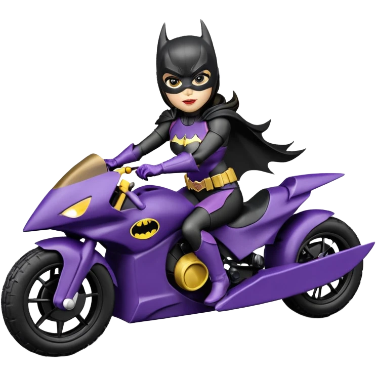 I:16 scale racing sexy fitted Batgirl’s buxom attractively armored midnight-colored tight outfit tv series style dark knight stealthy accurate sporty safe plush deluxe off-road pursuit drifting prototype car (black hair, riding in seat) rally vehicle  emoji