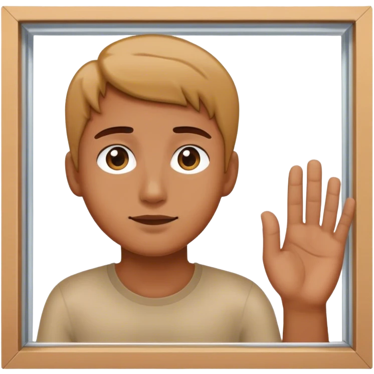 Staring out of window with hand on window emoji