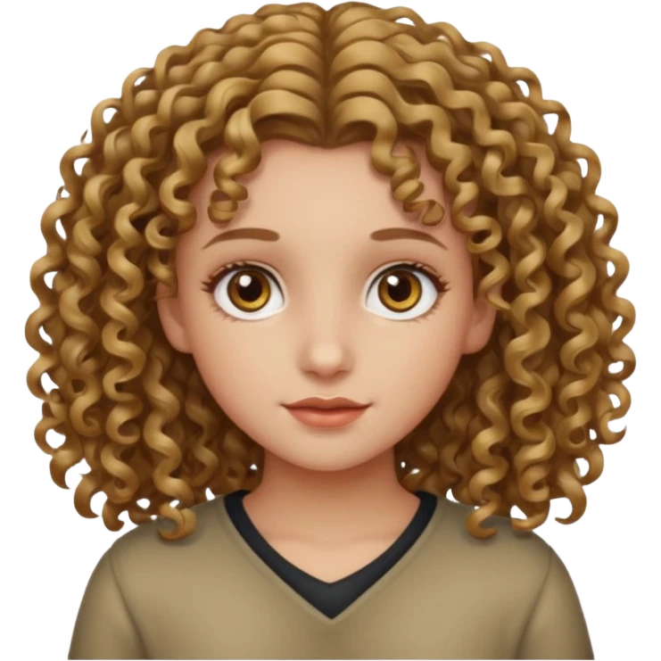 A girl with dark blonde hair and hazel eyes (curly hair) emoji