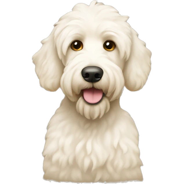 White labradoodle with beige ears emoji