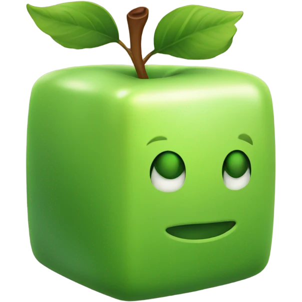 green Cube shaped Apple emoji