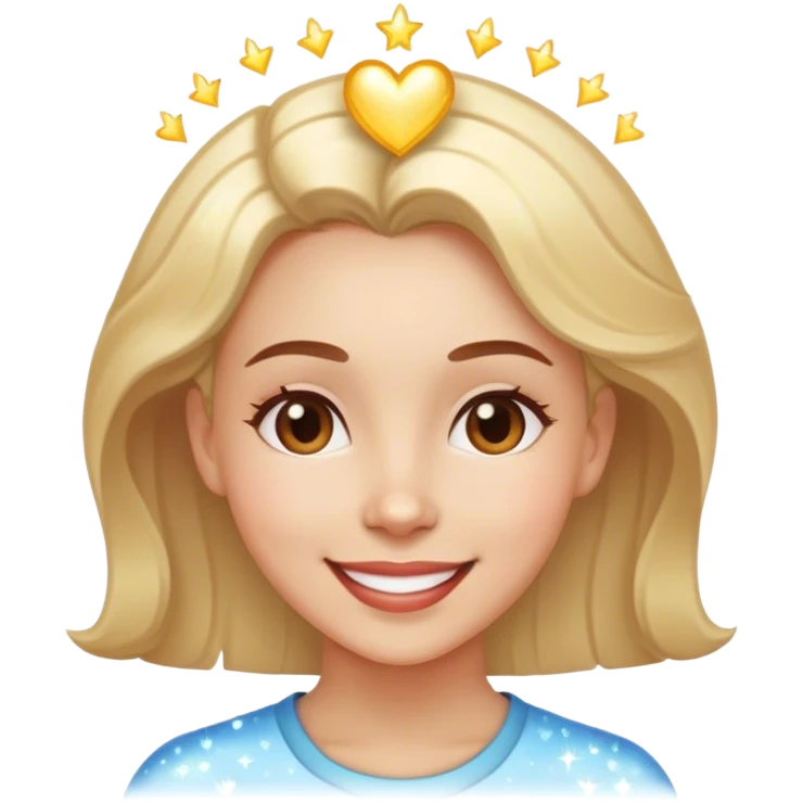 A smiling woman with a sparkle or heart above her head, symbolizing special care and attention. emoji