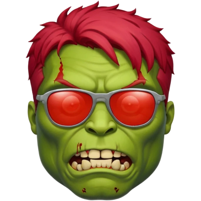 Zombie hulk with red hair and sun glasses face emoji