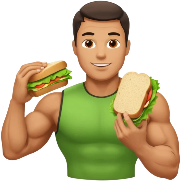 a muscle man eating a sandwitch emoji