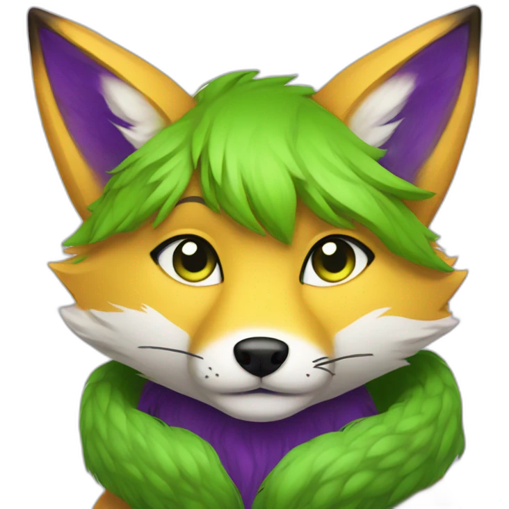 yellow purple fox furry green eyes emoji