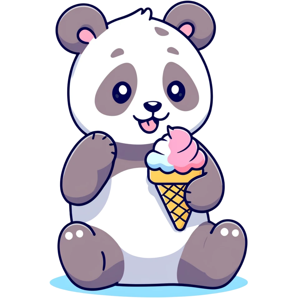 Panda eating ice cream emoji
