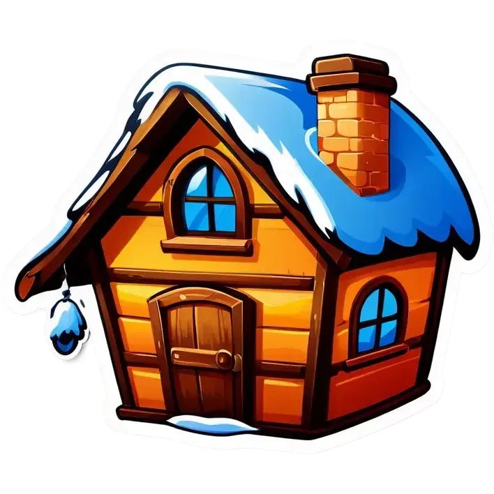 Blaue Holzhütte, im Winter emoji