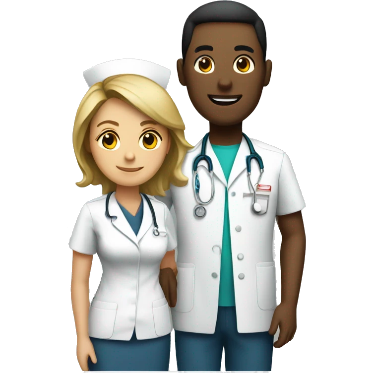 nurse male and  woman nurse next to eachother emoji