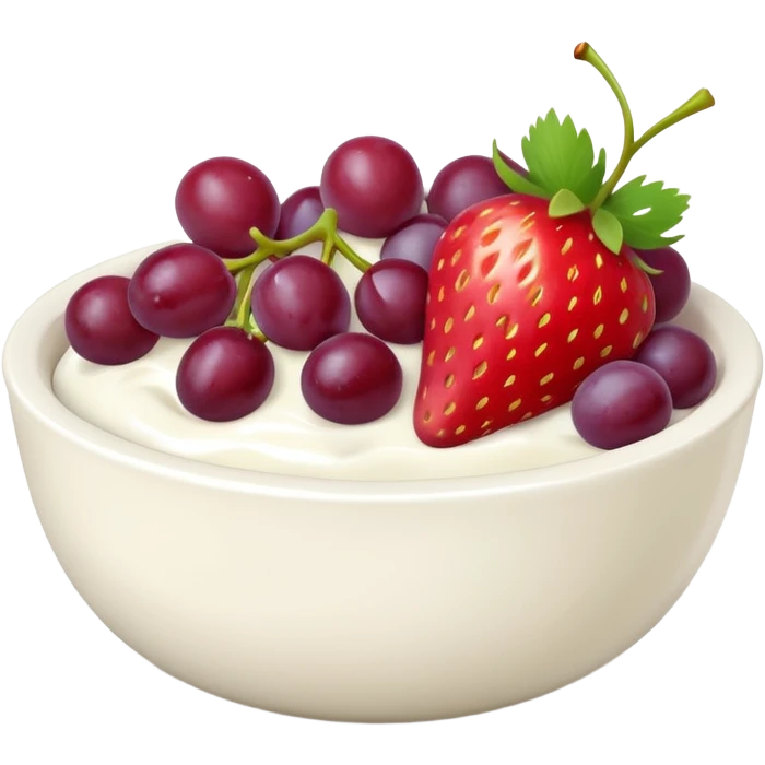 yoghurt bowl with grapes and strawberries  emoji