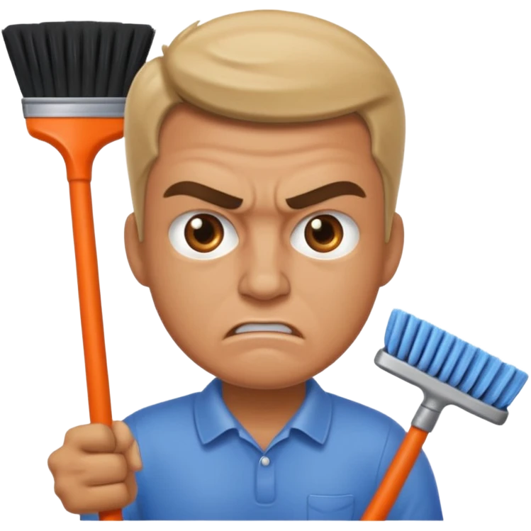 Angry man cleaning  emoji
