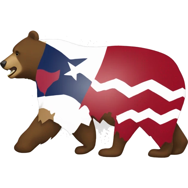 texas flag emoji with the california bear walking on the red and in the white part emoji