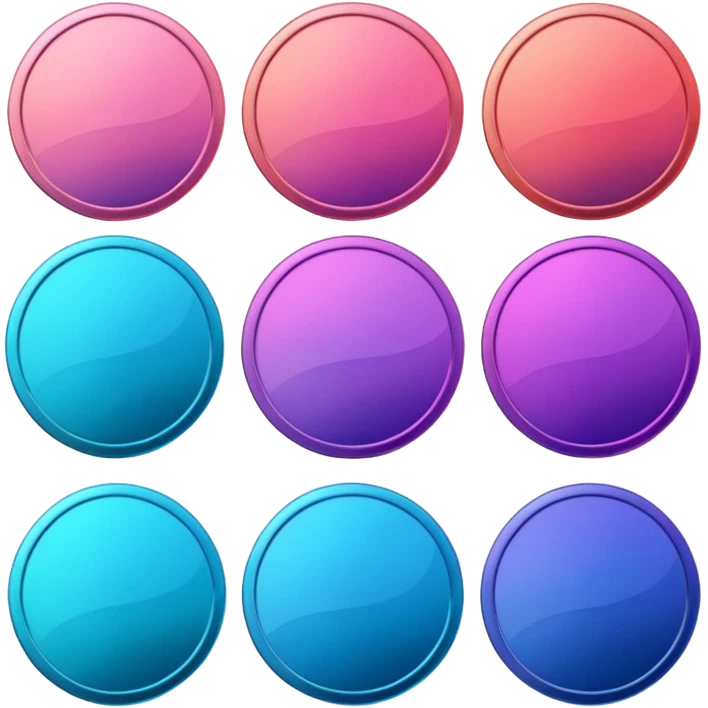coins  pack in gradient of turquoise, blue, pink, purple, and coral color emoji