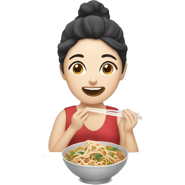 woman eating korean noodles emoji