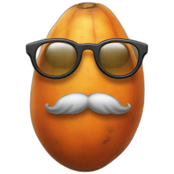 sweet potato with glasses and a beard emoji