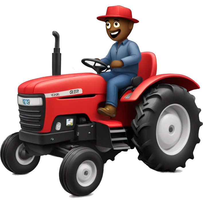 Man driving red tractor  emoji