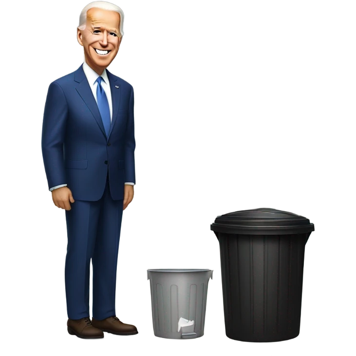 joe biden by a trashcan emoji