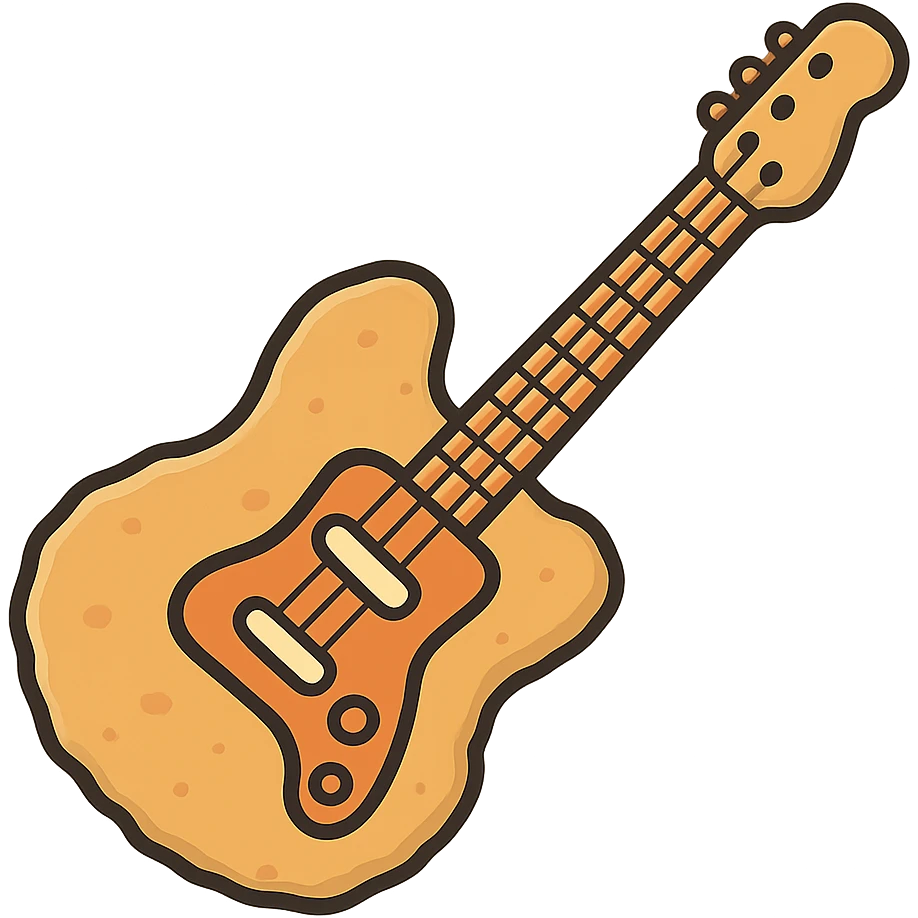 flat toon style chicken nugget guitar emoji