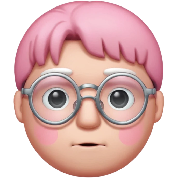 a guy who looks like kirby with a very round head, white skin and glasses emoji