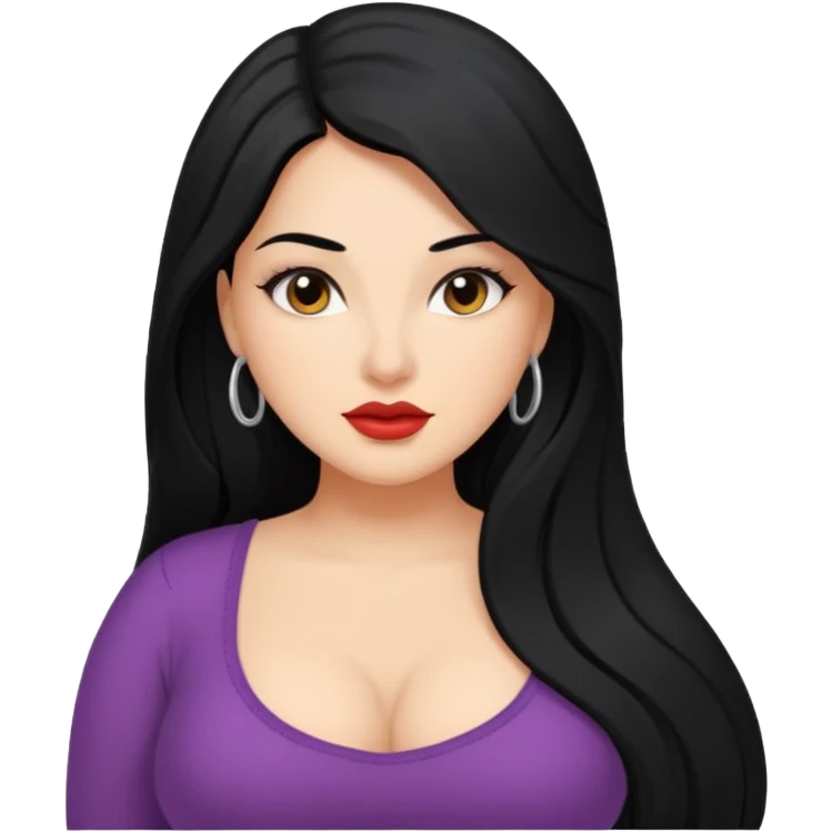 Curvy latina woman with long back hair masturbating  emoji