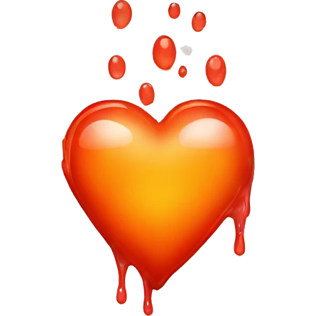 bleeding red heart shape glowing red-orange emoji