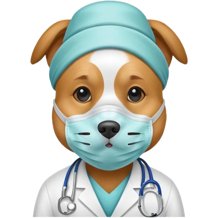 doctor dog wearing medical mask emoji