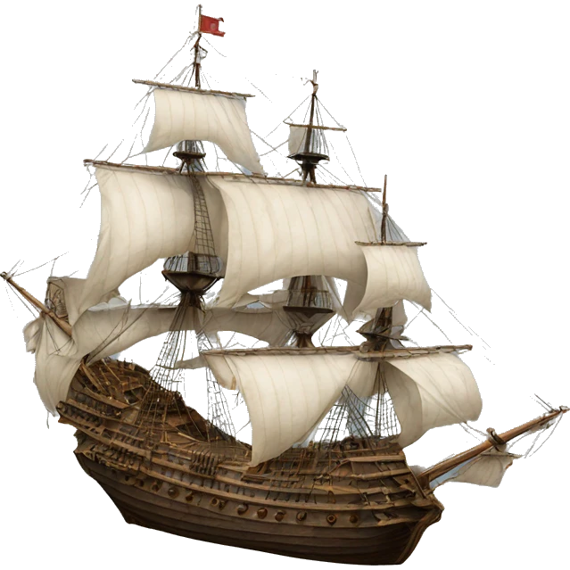 photorealistic XVII century ship emoji