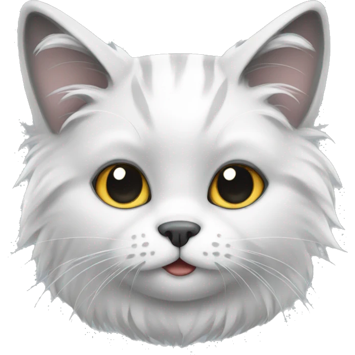 fluffy white and grey cat sitting emoji