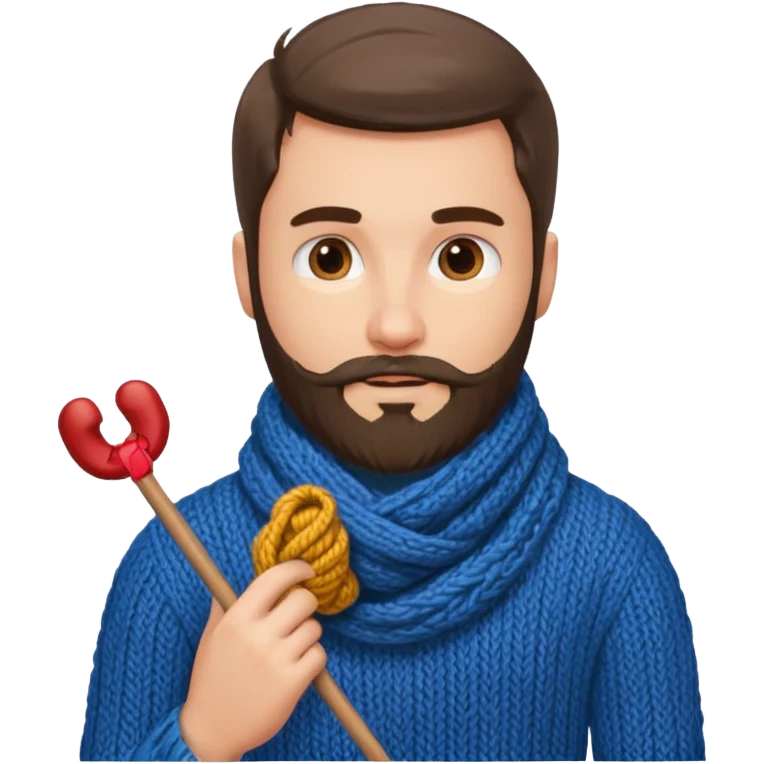 man with beard knitting emoji
