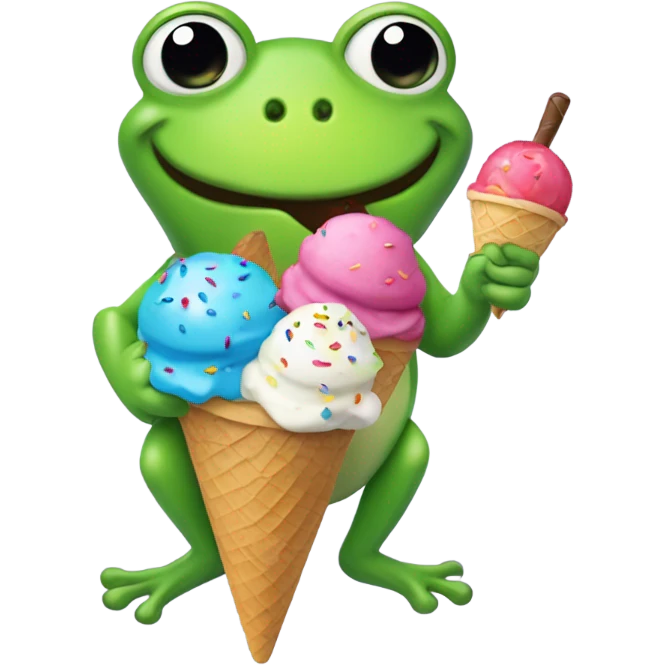 Frog w ice cream emoji