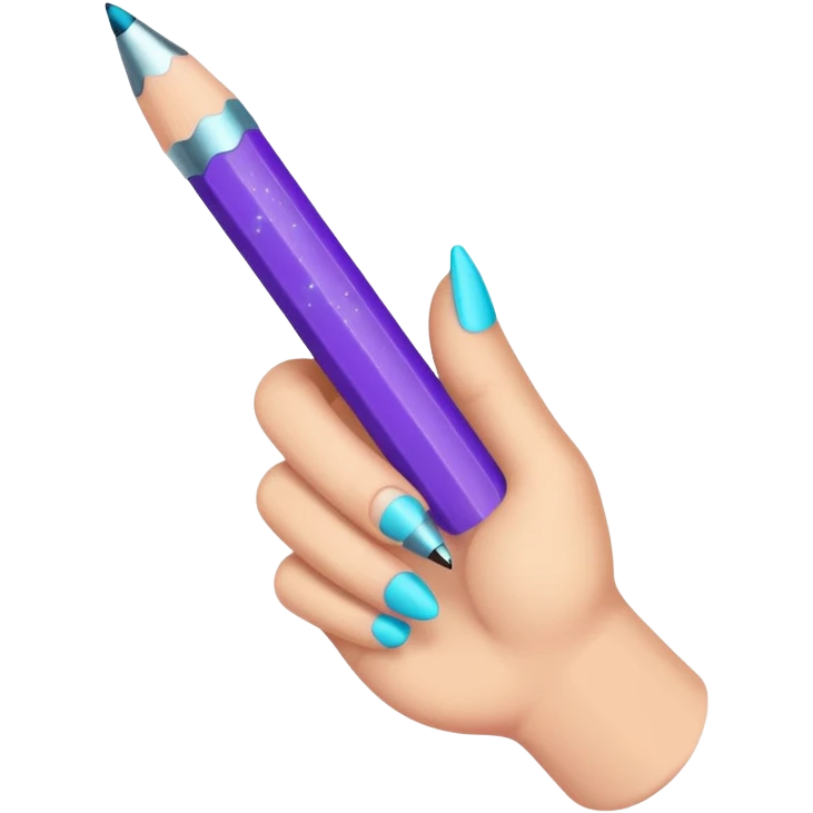 Glitter Purple and Cian pencil hand write  emoji
