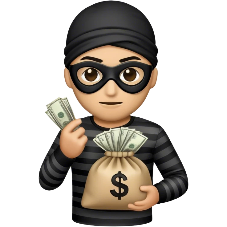 A robber emoji with a bag of money in their hands emoji