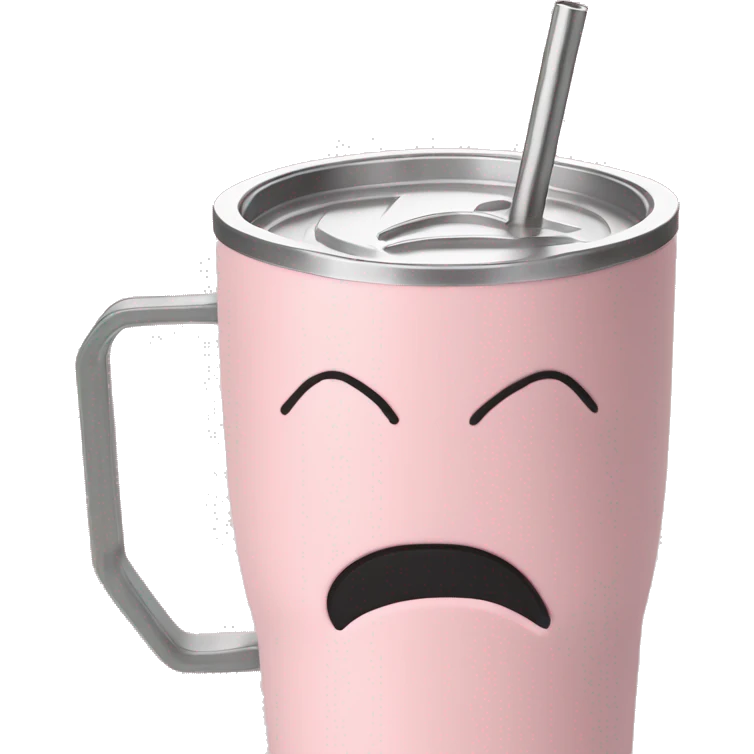 Light pink 40oz Stanley tumbler with handle and straw emoji