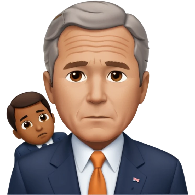  emoji of the world trade center with a plane crashed into it and george bush on a phone in front of it emoji