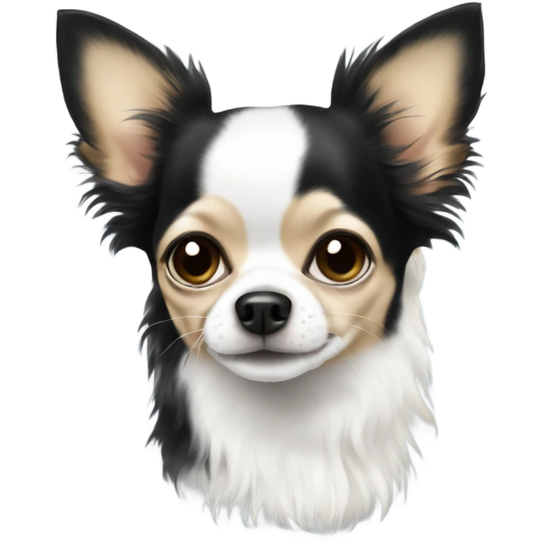 White and black long hair chihuahua  emoji